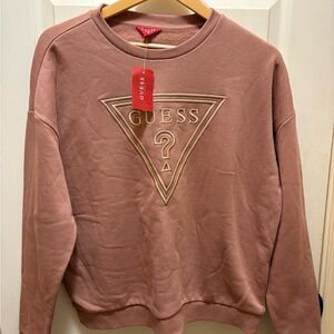 GUESS Carley Fleece Pullover Sweatshirt – Roasted Chestnut – Size M – NWT
